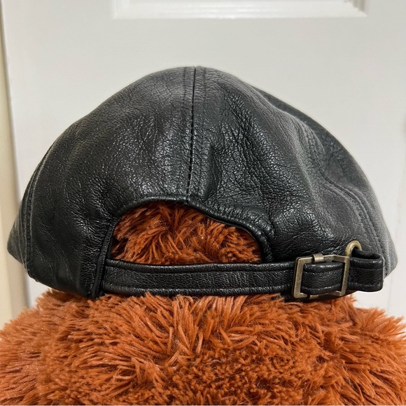 Vintage Genuine Lambskin Leather Baseball Cap in Black Adjustable One Size USA - Picture 3 of 8